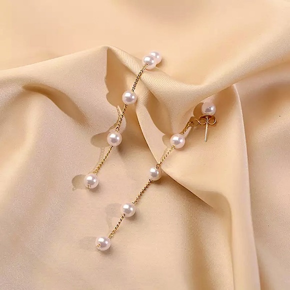 ⚜️𝟯𝟬%𝗢𝗙𝗙 𝗯𝘂𝗻𝗱𝗹𝗲𝘀 𝟯+⚜️ NEW Long White Pearl Jacket Earrings - Picture 6 of 9